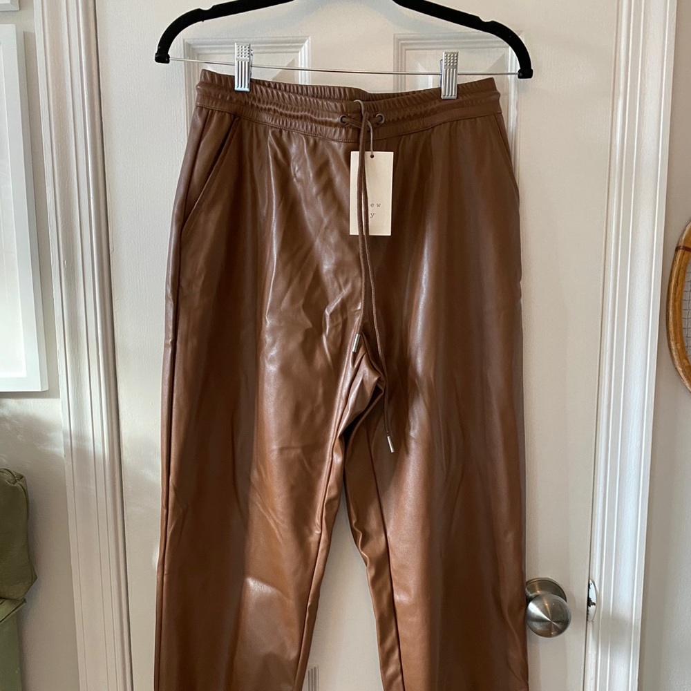 Brown pleather joggers